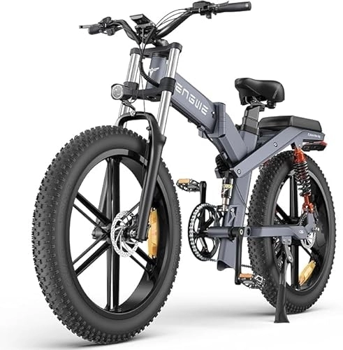 Electric Bike : Electric Bikes for Adults, X26 Folding Electric Bike for Adults - Battery 29.2 Ah Long Range 150 km, 26 Inch Fat Tire All Terrain E-bike, Shimano 8 Gear, Triple Suspension