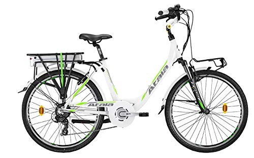 Electric Bike : Electric Citybike Atala with Pedalling Assisted e-run FS Lady, White 45cm (Height 150175cm), 6Speed, One Size Green