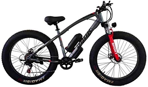 Electric Bike : Electric Ebikes, Electric Bicycle Lithium Battery Fat Tires Instead of Mountain Bike Adult Wide Tires Boost Cross-Country Snow, Gray