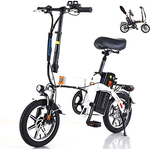Electric Bike : Electric Ebikes, Mini 14" Electric Bicycle for Adults, Commute Ebike with 240W Motor with 48V 10-20Ah Lithium-Ion Battery LED Three-Speed Smart Meter Button