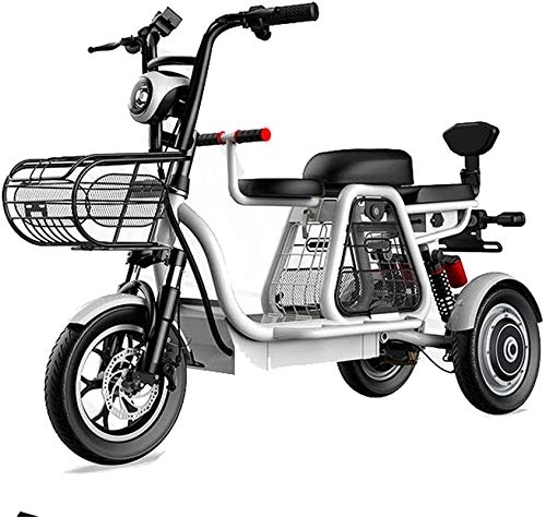 Electric Bike : Electric Ebikes Three-Seater Electric Tricycle, 48V500W Motor, Long Battery Life and High-Definition LEC Screen, Led Headlights / Multiple Shock Absorption System