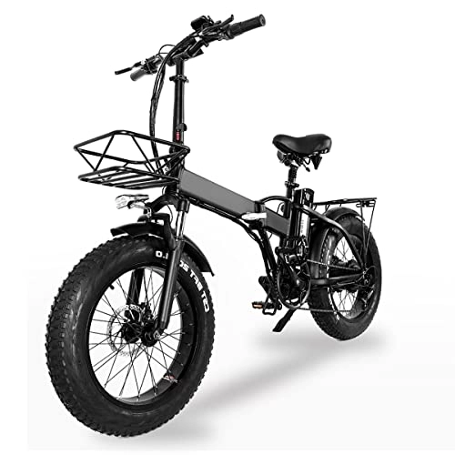 Electric Bike : Electric Folding Bike Fat Tire 20"* 4" with 48V 15Ah Removable Battery, 38-60 Mile City Mountain Bicycle Remotely