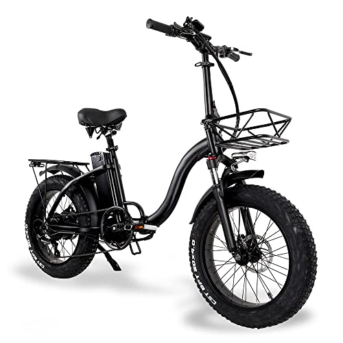 Electric Bike : Electric Folding Bike Fat Tire 20"* 4" with 48V 15Ah Removable Battery, City Mountain Bicycle Remotely 60-80KM