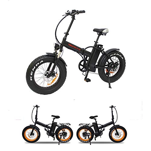 Electric Bike : Electric Folding Bike Fat Tire 20 4" with 48V 500W 15Ah Lithium-ion Battery, City Mountain Bicycle Booster with 3 Driving Modes, 7-Speed Smart City E-Bikes for Adults (Black)