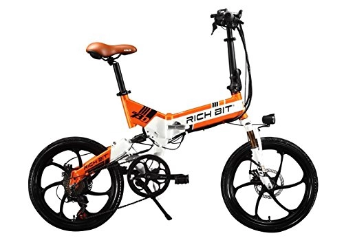 Electric Bike : Electric Folding City Bike Men / Ladies Bicycle Road Bike Cycling RT730 250W*48V*8Ah 20Inch Dual Suspension 7Speed SHIMANO Derailleur LG Battery Cell Double Disc Brake Magnesium Alloy Orange