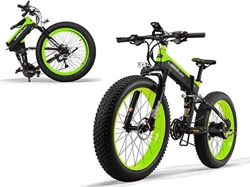 Electric Bike : Electric Moped Bicycle Electric Folding Bike with 40km / h 48V 500W Motor 26 x 4 Inch Fat Tires Aluminum Mountain / City / Road Bicycle 80Km Autonomy Shimano 27 Speeds for Men Women [EU STOCK