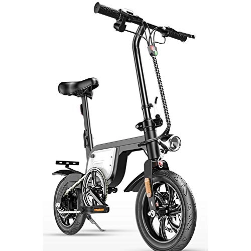 Electric Bike : Electric Mountain Bike 12'' Electric Bicycle 250w with Removable 36v 10.4ah Lithium-ion Battery 25km / h Front and Rear Disc Brakes Can Bear 120kg 3 Modes Foldable Bicycle for Adults, White