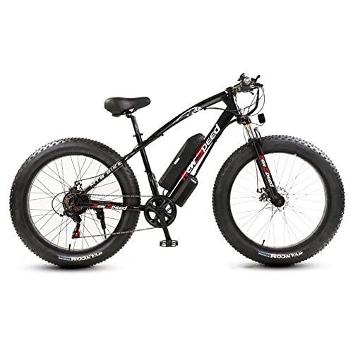 Electric Bike : Electric Mountain Bike，21 Speeds Suspension High-Carbon Steel MTB Bicycle, 26 Inch Wheels，Dual Disc-Brake Non-Slip，Adjustable Seat，for Adults MTB Bicycle，Multiple Col black- 48V13ah