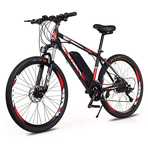 Electric Bike : Electric Mountain Bike 26"250W Electric Bicycle With 36V 8Ah Removable Lithium Battery, 21 Speed Gearbox, 35km / H, Charging Mileage Up To 35-50km(Color:red+black)
