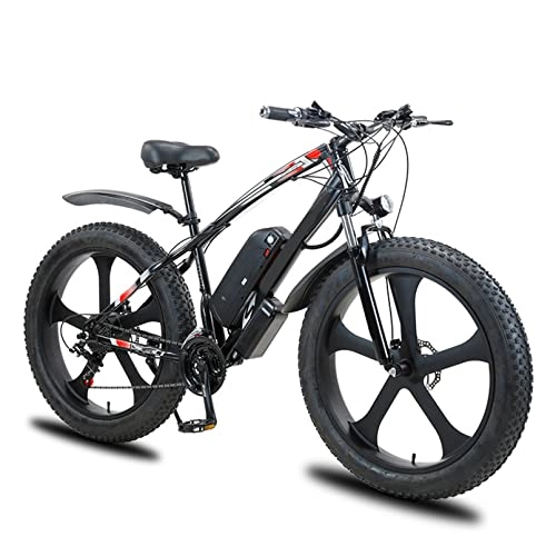 Electric Bike : Electric Mountain Bike 26"E-MTB Bicycle with Removable Lithium-Ion Battery 48V 13A for Adult, 21Speed Gears, Double Disc Brakes, Black, 26 inch