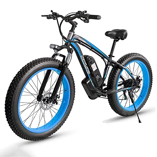 Electric Bike : Electric Mountain Bike, 26" Electric Bike 1000W Motor with Removable Li-Ion Battery 48V 13A, Professional 21 Speed Gears, 85 N·m, EU Warehouse, blue
