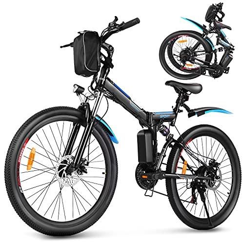 Electric Bike : Electric Mountain Bike 26'' Folding 250W Electric Bicycle with Removable Large Capacity Lithium-Ion Battery, Professional 21 Speed Gears (Black)