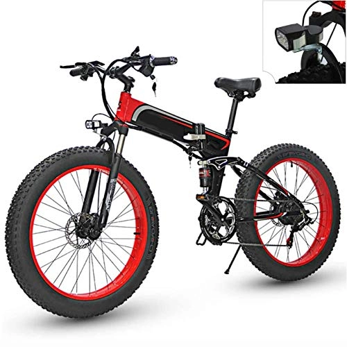 Electric Bike : Electric Mountain Bike, 26''Folding Electric Bikes for Adults, Aluminum Alloy Fat Tire E-Bikes Bicycles All Terrain, 48V 350-1500W Removable Lithium-Ion Battery with 3 Riding Modes Electric Powerful B