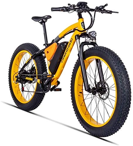 Electric Bike : Electric Mountain Bike 26 Inch 500W 48V 17AH with Removable Large Capacity Battery Lithium Disc E-Bikes Electric Bicycle 21 Speed Gear And Three Working Modes, Gold