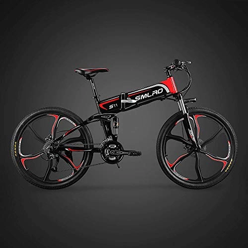 Electric Bike : Electric Mountain Bike, 26 Inch Folding E-Bike with Super Lightweight Magnesium Alloy 6 Spokes Integrated Wheel, 21 Speed Gear