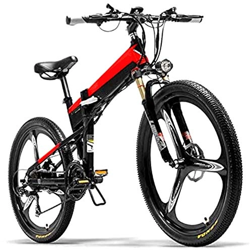 Electric Bike : Electric Mountain Bike, 26Inch Folding Electric Mountain Bicycle 48V 400W High Speed Ebike Removable Lithium Battery Travel Assisted Electric Bike Electric Powerful Bicycle (Color : Black)
