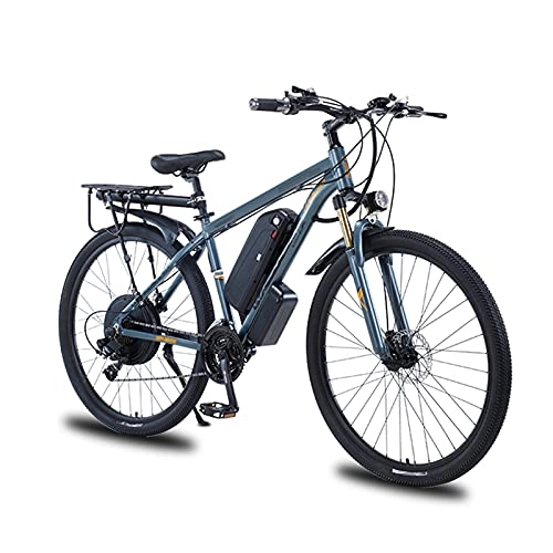 Electric Bike : Electric Mountain Bike 29"E-MTB Bicycle 1000W with Removable Lithium-Ion Battery 48V 13A for Men, 21Speed Gears, Double Disc Brakes, Gray, 29 inch