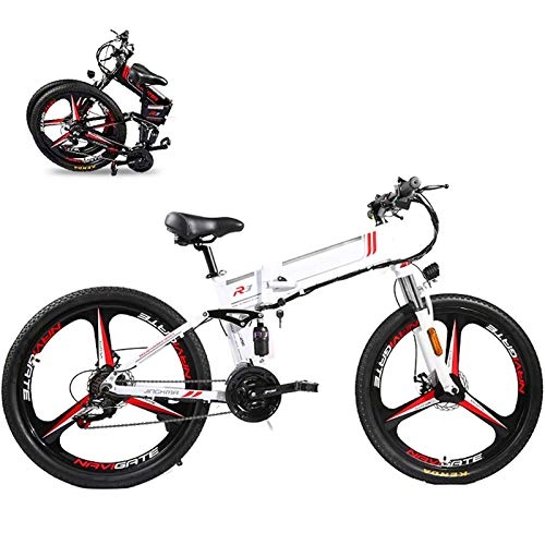 Electric Bike : Electric Mountain Bike, 350W Folding Electric Bike 26" Electric Bike Mountain E-Bike 21 Speed 48V 8A / 10A / 12.8A Removable Lithium Battery Electric Bikes for Adults 3 Mode Top Speed 21.7Mph Electric Pow