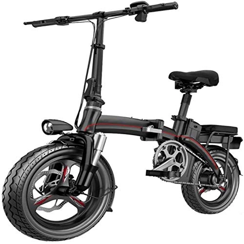 Electric Bike : Electric Mountain Bike, 400W Electric Bike Foldable Aluminum Alloy Frame Dual-disc Brake 48V Lithium Battery 14-inch Permanent Magnet Brushless Motor Urban Man And Women Electric Mobility Bicycle Elec
