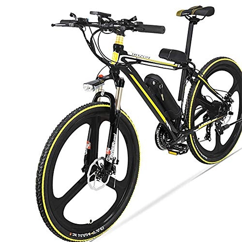 Electric Bike : Electric Mountain Bike, 48V Lithium Battery Electric Unicycle Five-speed Power Bike 26 Inch Yellow