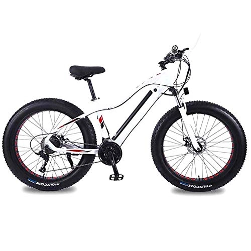 Electric Bike : Electric Mountain Bike, Bicicleta de montaña eléctrica Fat Tire para adultos, bicicletas de nieve 36V 10Ah Li-Battery 350W, bicicleta de playa de aleación de aluminio de 27 velocidades, ruedas de 26 p