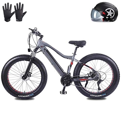 Electric Bike : Electric Mountain Bike, Bicicleta de montaña eléctrica Fat Tire para adultos, bicicletas de nieve 48V 20Ah Li-Battery 1500W, bicicleta de playa de aleación de aluminio de 27 velocidades, ruedas de 26
