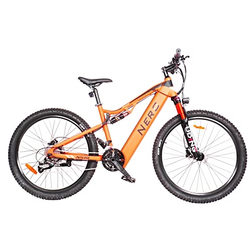 Electric Bike : Electric Mountain Bike eBike 27.5" Aluminium frame 250W E-MTB 48V full Suspension Adult by Nero Sports™ (Orange)