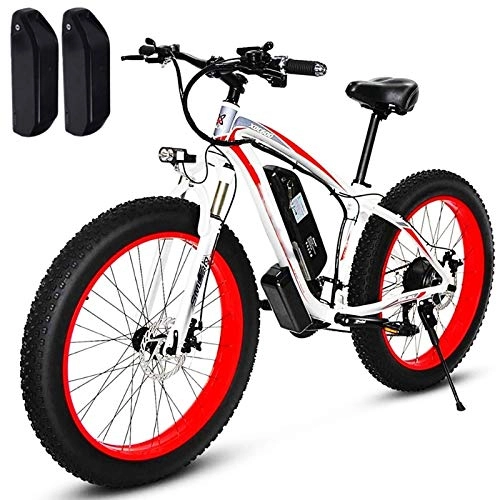 Electric Bike : Electric Mountain Bike, Electric Bike, 500W / 1000W Motor, 26inch Fat ebike, 48 V 17 AH Battery (1000w+Spare Battery) Electric Powerful Bicycle (Color : Red, Size : 500w)