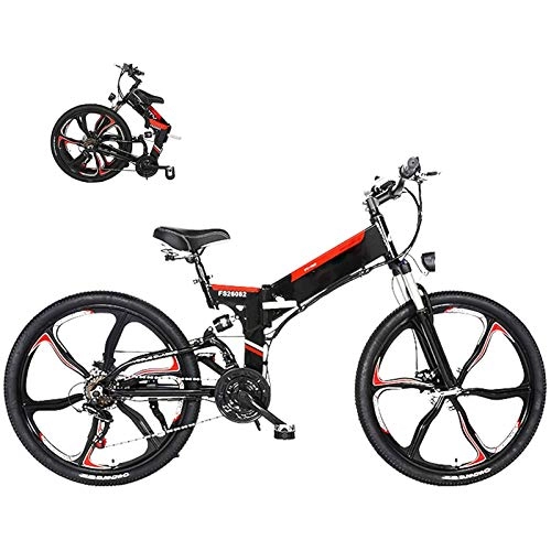 Electric Bike : Electric Mountain Bike, Electric Bikes for Adults 26" Folding Electric Bike 3-Mode 21-Speed Mountain Ebike with 350W Motor And LCD Meter Folding E-Bike MAX 24Mph Load Bearing 300Lb Easy To Travel Elec