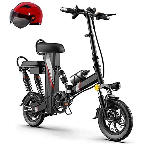 Electric Bike : Electric Mountain Bike, Electric Folding Bike for Adult 12" with Removable 48v 350w Lithium-Ion Battery with Front and Rear Disc Brakes and HD LCD Instrumentation Anti-theft All Terrain City Mountain
