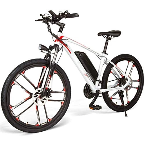 Electric Bike : Electric Mountain Bike, Electric Mountain Bike 26" 48V 350W 8Ah Removable Lithium-Ion Battery Electric Bikes for Adult Disc Brakes Load Capacity 100 Kg Electric Powerful Bicycle (Color : White)