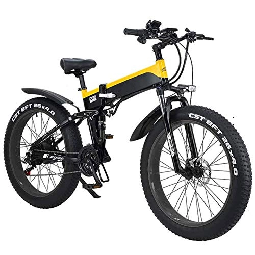 Electric Bike : Electric Mountain Bike, Electric Mountain Bike 26" Folding Electric Bike 48V 500W 12.8AH Hidden Battery Design with LCD Display Suitable 21 Speed Gear and Three Working Modes Electric Powerful Bicycle