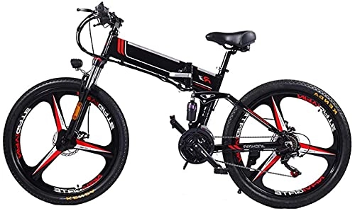 Electric Bike : Electric Mountain Bike Folding Ebike 350W 21 Speed Magnesium Alloy Rim Folding Bicycle Ultra-Light Hidden Battery-Powered Bicycle Adult Mobility Electric Car for Adult (Color : Black)
