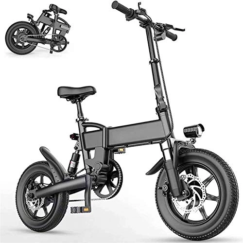 Electric Bike : Electric Mountain Bike, Folding Electric Bike 15.5Mph Aluminum Alloy Electric Bikes for Adults with 16" Tire And 250W 36V Motor E-Bike City Commute Waterproof 3-Mode Electric Bicycle Electric Powerful