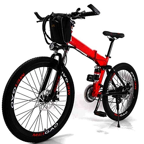 Electric Bike : Electric Mountain Bike, Folding Electric Bikes for Adults 26 In with 36V Removable Large Capacity 8Ah Lithium-Ion Battery Mountain E-Bike 21 Speed Lightweight Bicycle for Unisex Electric Powerful Bicy