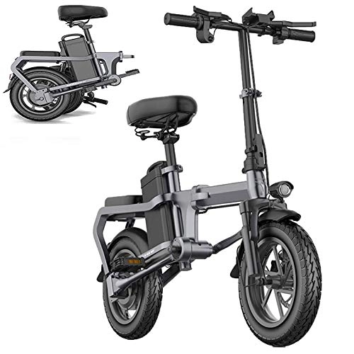 Electric Bike : Electric Mountain Bike, Folding Electric Bikes for Adults Aluminum Alloy 14In City E-Bike with 48V Removable Large Capacity Lithium-Ion Battery without Chain Lightweight Mini Electric Bicycle for Unis