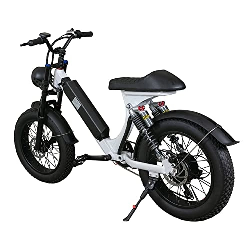 Electric Bike : Electric Mountain Bike for Adults 28 mph Ebike 750W Motor 20 Inch Fat Tire with Removable 48V15Ah Lithium Battery Electric Commuter Bicycle (Color : Black White, Derailleur : 7 Speed)