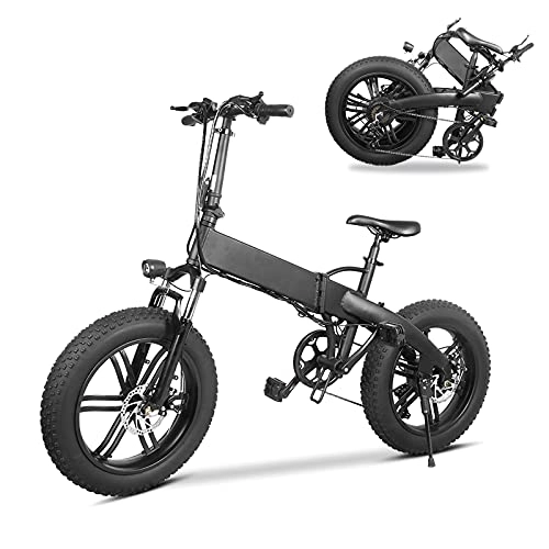 Electric Bike : Electric Mountain Bike for Adults, Folding Bikes with Dual Disc Electric Brakes with 10.4AH Removable Lithium-Ion Battery, 36V 500W Motor and 7-Speed Gear City Commuter Electric Bicycle.