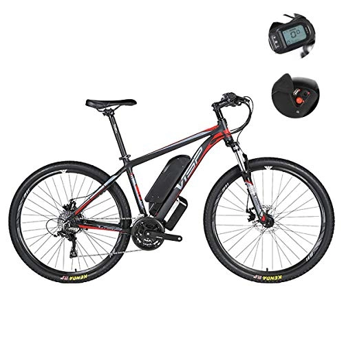 Electric Bike : Electric Mountain Bike - Hybrid 24-Speed Dual Disc Brake for All Roads, with USB Charging Interface And LCD5 Speed Smart Meter IP54 Waterproof 26 / 27.5 / 29 Inches, Red, 36V29IH