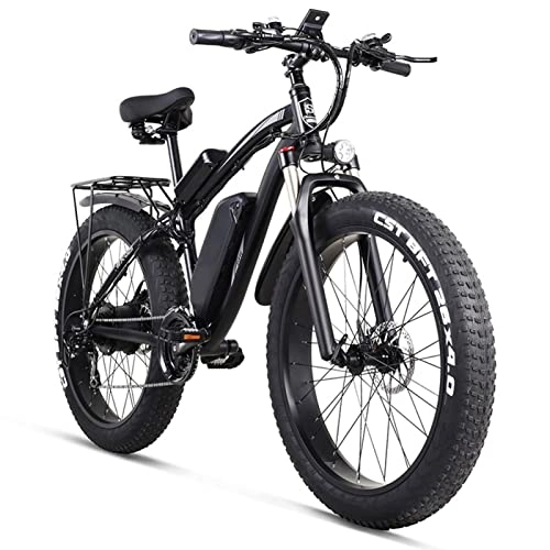 Electric Bike : Electric oven 26 Inch 4.0 Fat Tire Electric Bike 1000W Mens Mountain Bike Snow Bike with 48V17Ah Lithium Battery Professional 7 Speed E-bike Max Load 330 lbs (Color : Black, Motor : 1000W)