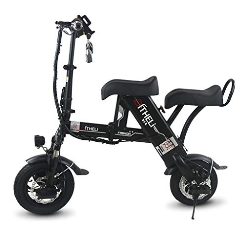 Electric Bike : Electric Scooter 11 Inch 48V Folding E-Bike with 6.0Ah Lithium Battery, Citys Bicycle Max Speed 110 Km / H, Disc Brakes, Black, A