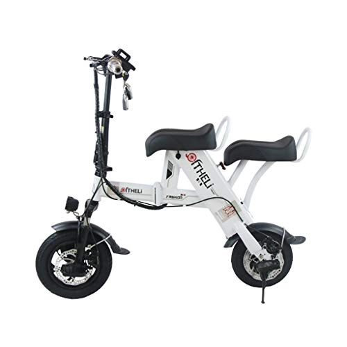 Electric Bike : Electric Scooter 11 Inch 48V Folding E-Bike with 6.0Ah Lithium Battery, Citys Bicycle Max Speed 110 Km / H, Disc Brakes, White, A
