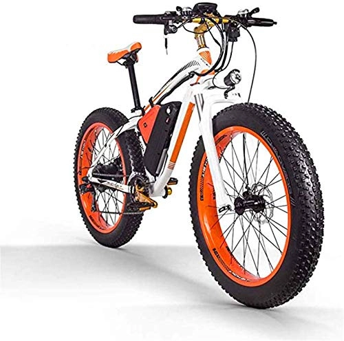 Electric Bike : Electric Snow Bike, 1000W26 Inch Fat Tire Electric Bicycle 48V17.5AH Lithium Battery MTB, 27-Speed Snow Bike / Adult Men And Women Off-Road Mountain Bike Lithium Battery Beach Cruiser for Adults