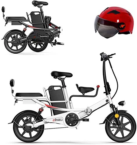 Electric Bike : Electric Snow Bike, 14" Folding Electric Bike for Adults with 350w 48v Removable Lithium Battery Electric Bicycle with Baby Seat Six-Fold Shock Absorption and Mechanical Double Disc Brakes Commute Ebi