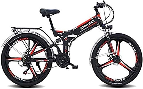 Electric Bike : Electric Snow Bike, 26" Folding Ebike, 300W Electric Mountain Bike for Adults 48V 10AH Lithium Ion Battery Pedal Assist E-MTB with 90KM Battery Life, GPS Positioning, 21-Speed Lithium Battery Beach Cr