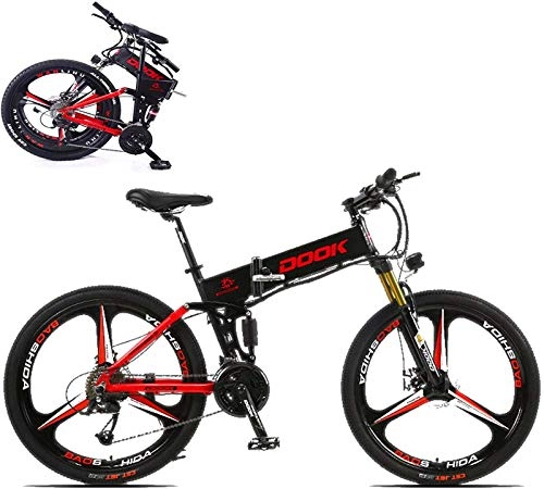 Electric Bike : Electric Snow Bike, 26-In Folding Electric Bike for Adult with 250W36V8A Lithium Battery 27-Speed Aluminum Alloy Cross-Country E-Bike with LCD Display Load 150 Kg Electric Bicycle with Double Disc Bra