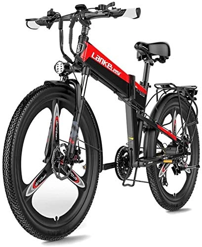 Electric Bike : Electric Snow Bike, 26 Inch Folding Electric Bike 400W 48V 10.4Ah / 12.8Ah Li-ion Battery Pedal Assist Front With Rear Suspension Adult Electric Bicycles Snow E-Bike Lithium Battery Beach Cruiser for Ad