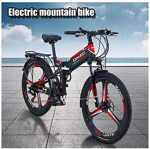 Electric Bike : Electric Snow Bike, 300W Electric Bike Adult Electric Mountain Bike 48V 10AH Electric Bicycle With Removable Lithium-Ion Battery 21 Speed Gears Beach Snow Bicycle Lithium Battery Beach Cruiser for Adu