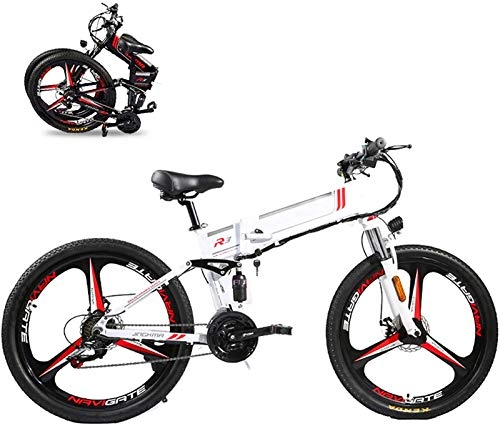 Electric Bike : Electric Snow Bike, 350W Folding Electric Bike 26" Electric Bike Mountain E-Bike 21 Speed 48V 8A / 10A / 12.8A Removable Lithium Battery Electric Bikes for Adults 3 Mode Top Speed 21.7Mph Lithium Battery