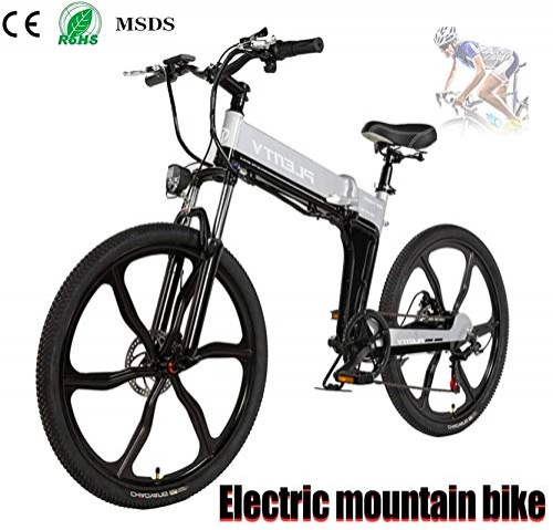 Electric Bike : Electric Snow Bike, 480W Electric Mountain Bike Urban Commute Adults Electric Bicycle With 8 / 10Ah Removable Lithium Battery Electric Mountain Bike 21 Speed Gears，for Adults Lithium Battery Beach Cruis